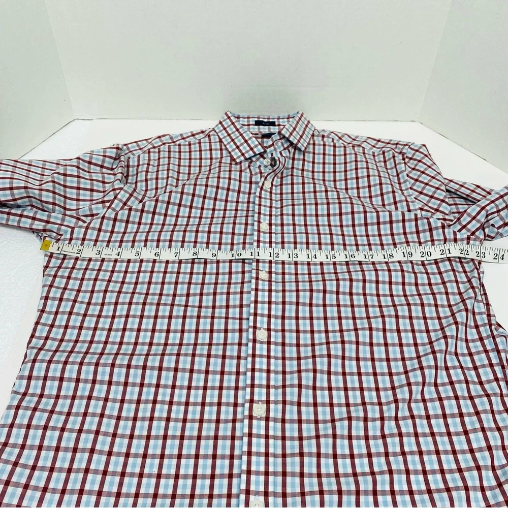 J. Crew Flex Wrinkle Free Shirt Size XL 17-17 1/2 Slim Fit Burgundy Blue White